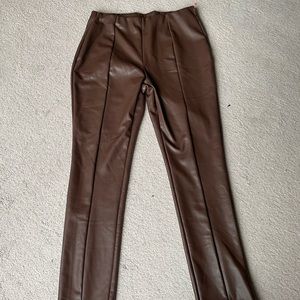 Brown faux leather pants